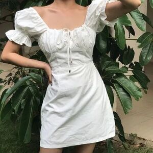 Sabo Skirt milkmaid dress linen cotton puff sleeve cream square neck women’s XS